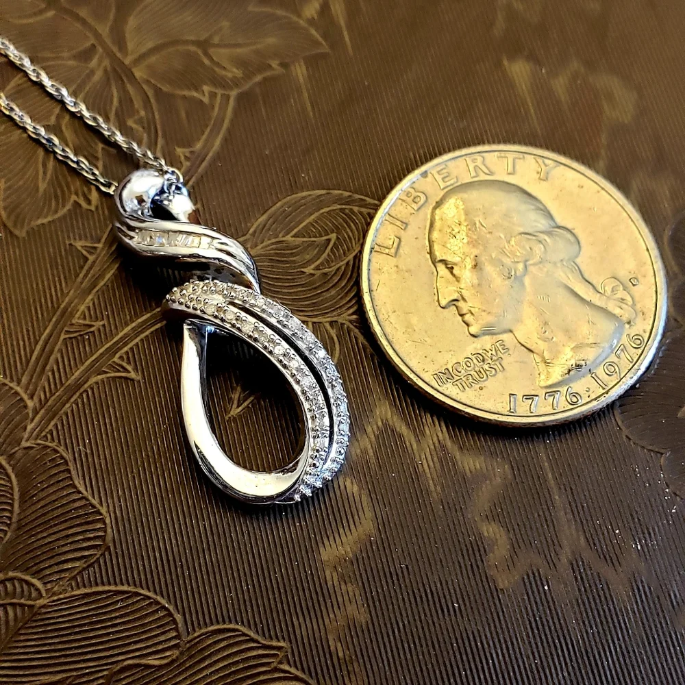 New Stunning Genuine 1.15ctw Diamonds Pendant Free 18" Chain Sterling Silver! - Picture 5 of 7